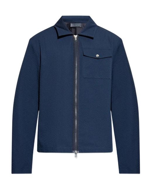 Moncler Blue Seersucker Shirt Jacket for men