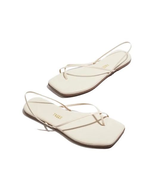 TKEES White Millie Square-Toe Sandals