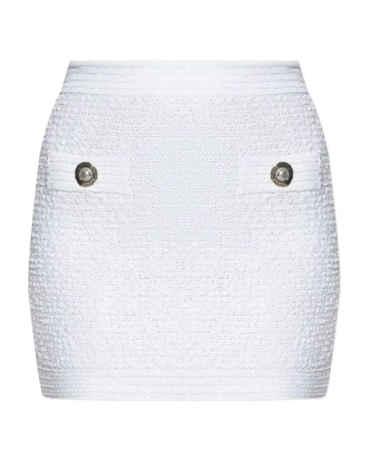 Balmain ツイード ミニスカート White