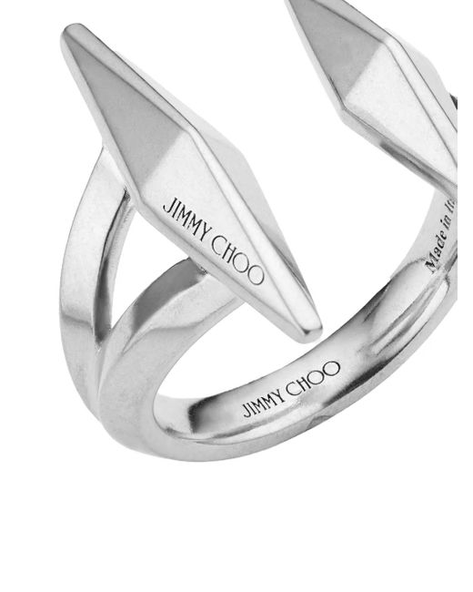 Jimmy Choo White Logo-Engraved Open Ring