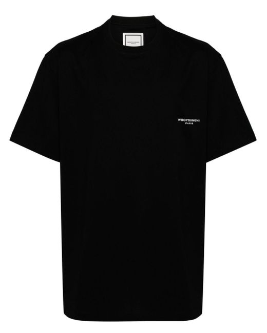 Wooyoungmi Black Logo-print Cotton T-shirt for men