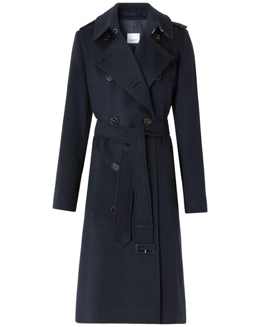 Burberry Blue Kensington Cashmere Trench Coat
