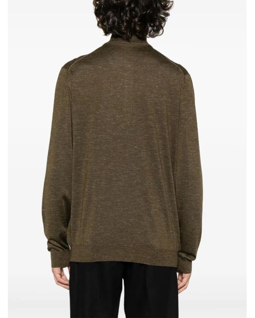 Kiton Green High-Neck Mélange-Effect Jumper for men