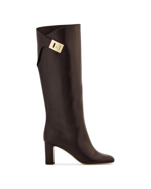 Ferragamo Black Hug Buckle Boots