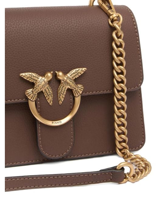 Pinko Brown Mini Love Bag Top Handle Light Handbag