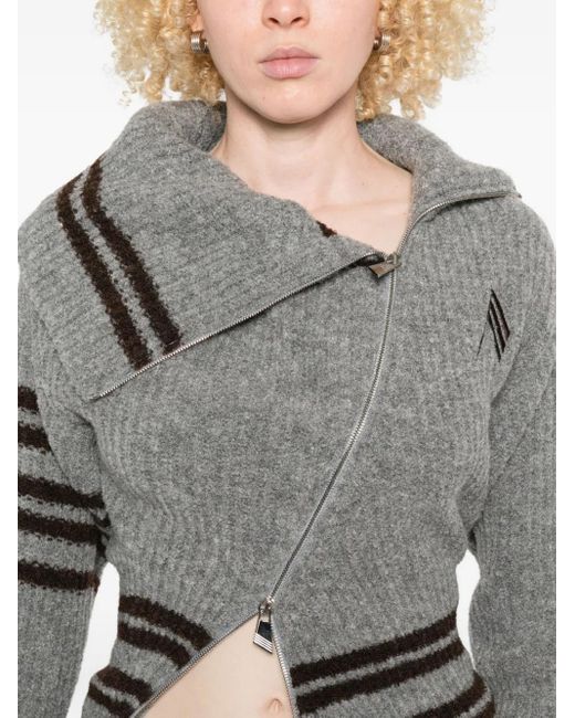 The Attico Gray Gestreifter Cardigan