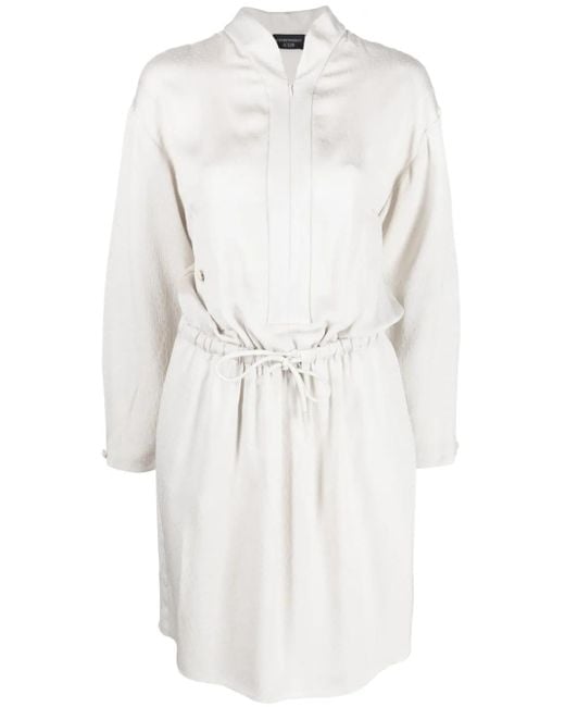Emporio Armani White Draped Shirt Dress