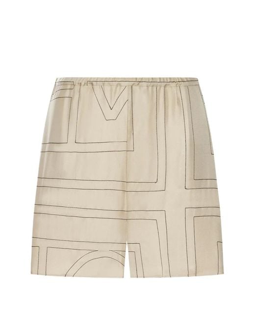 Totême  Natural Embroidered Silk Shorts