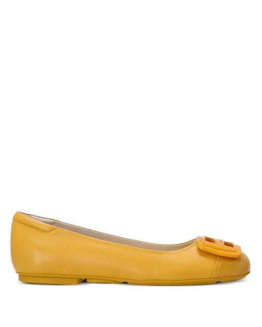 Hogan Orange H661 Patent-Leather Ballerina Shoes