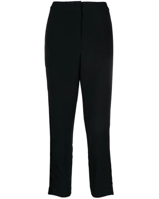 FEDERICA TOSI Black Satin-Trim Tailored Trousers