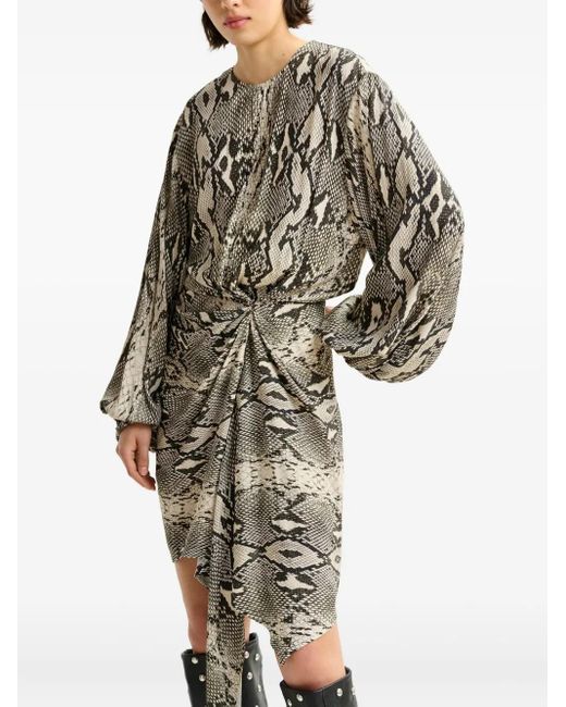 Essentiel Antwerp Gedrapeerde Asymmetrische Jurk Met Ballonmouwen in het Gray