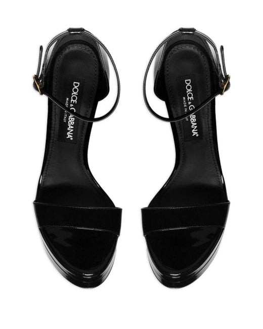 Dolce & Gabbana Black Plateau-Sandalen mit hohem Absatz