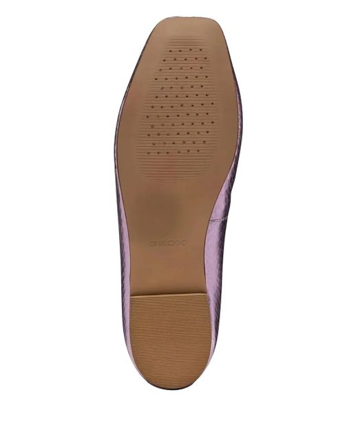 Geox Brown Metallic-Effect Snakeskin-Embossed Leather Ballet Flats