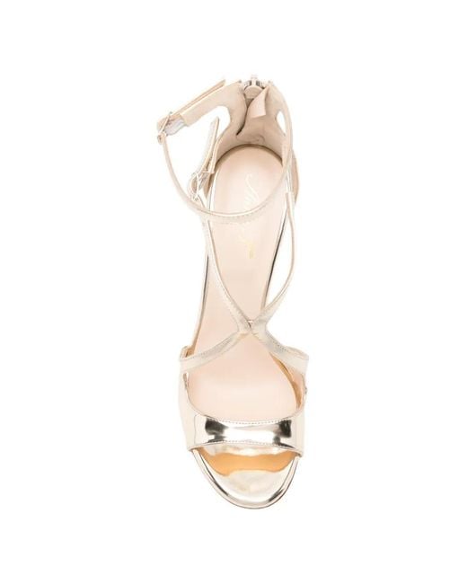 Anna F. White Metallic-Effect Crossover-Strap Sandals