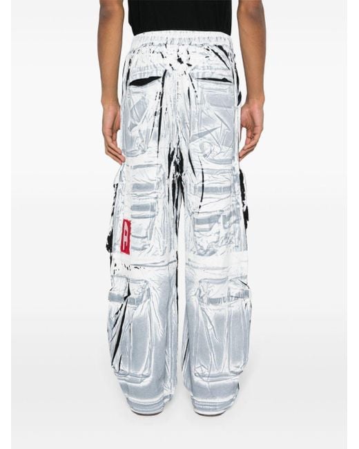 DIESEL White P-garcia Painterly Effect Trousers for men