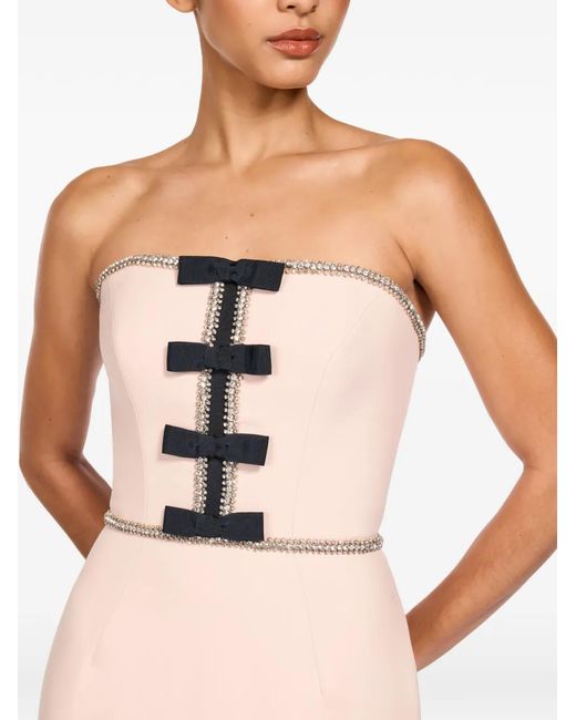 Jenny Packham Natural Odette Bow-Embellished Beaded Midi Dress