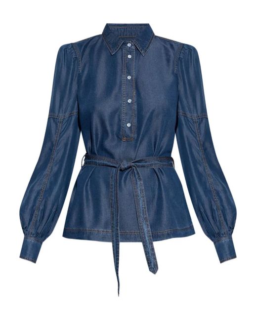 Munthe Blue Denim Belted Blouse