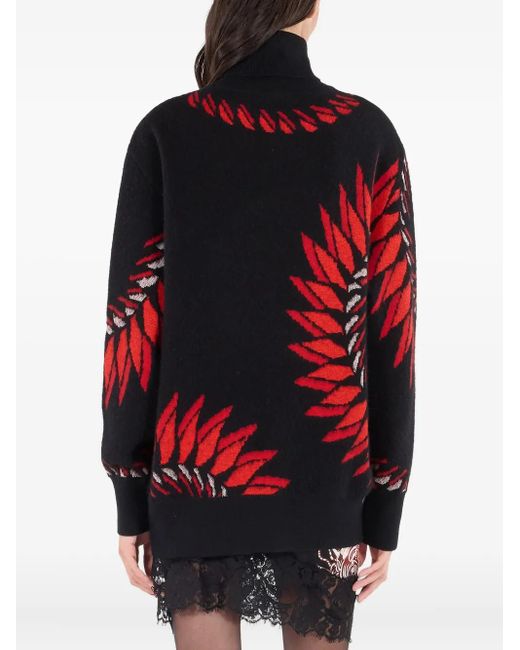 Roberto Cavalli Red Dragon-Motif Turtleneck Sweater