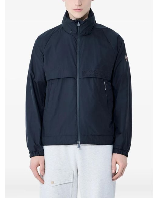 Moncler Blue Logo-Patch Hooded Jacket for men