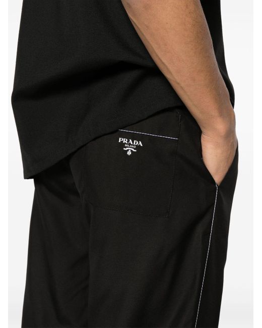 Prada Black Straight Silk Trousers for men