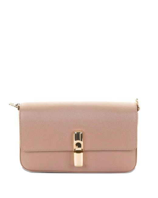 Furla Pink Lock-Detail Leather Shoulder Bag