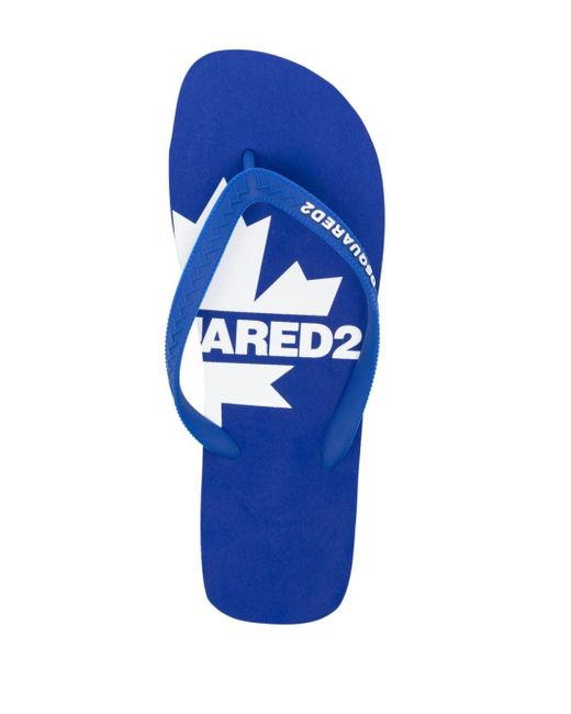 DSquared² Blue Logo-raised Flip-flops for men