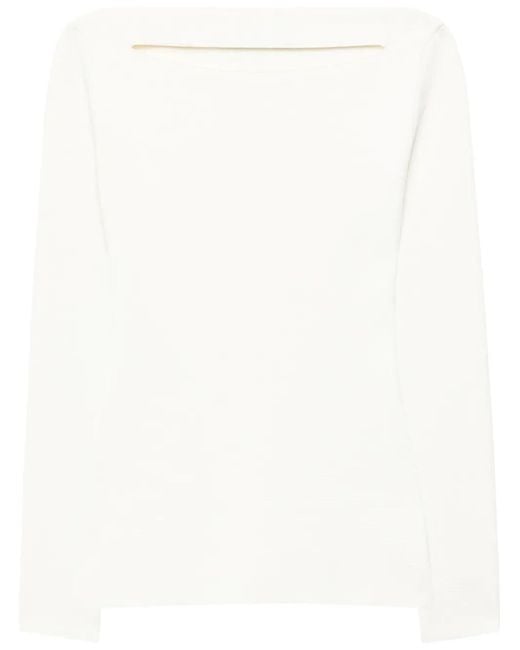 Another Tomorrow White Cut-Out Knitted Top