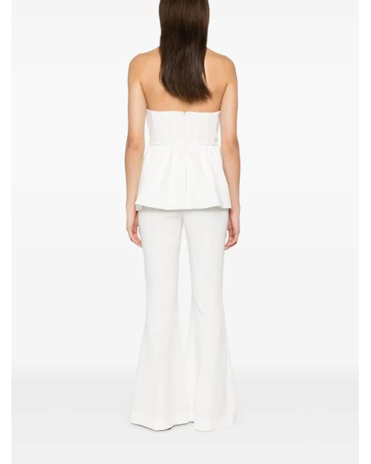 Self-Portrait White Long Crepe Jumpsuit