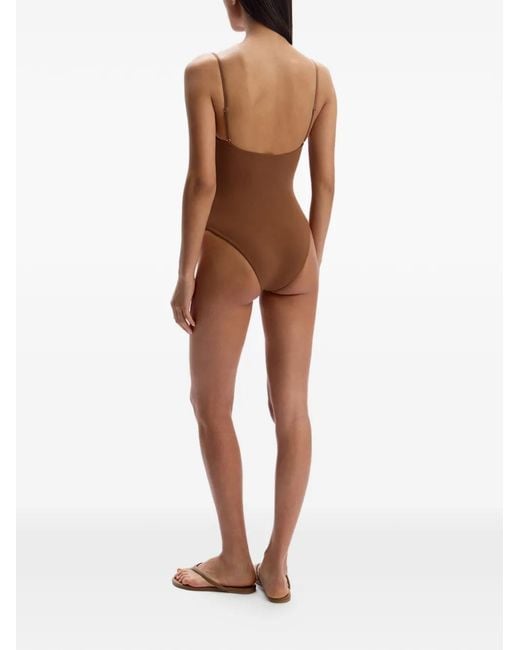 12 STOREEZ Brown Open-Back Swimsuit