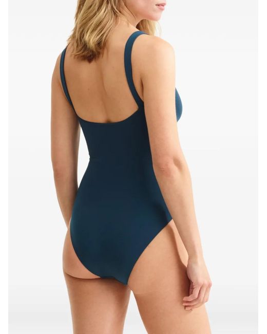 Eres Blue Dahabiya Button-Detail Square-Neck Swimsuit