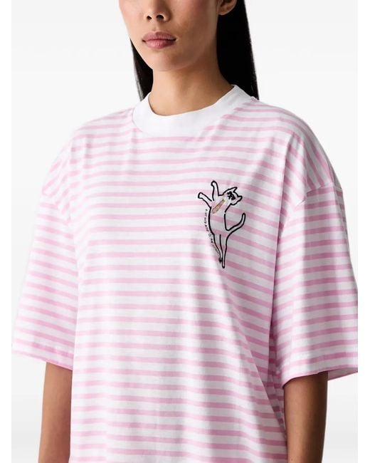 Iceberg Pink Striped Embroidered T-Shirt