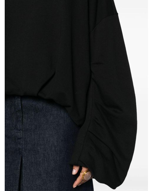 Dries Van Noten Black Draped Cotton Sweatshirt