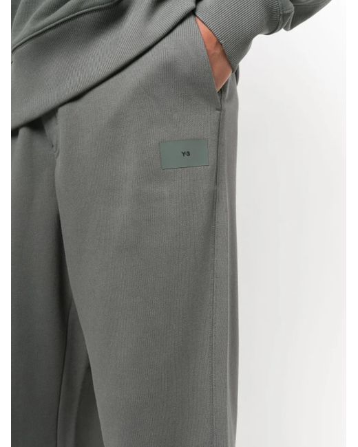 Y-3 Gray Logo-Patch Organic Cotton Track Pants for men