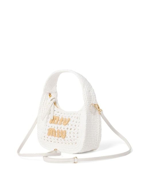 Miu Miu White Wander Crochet-knit Shoulder Bag
