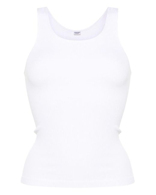 Balenciaga White Geripptes Trägershirt