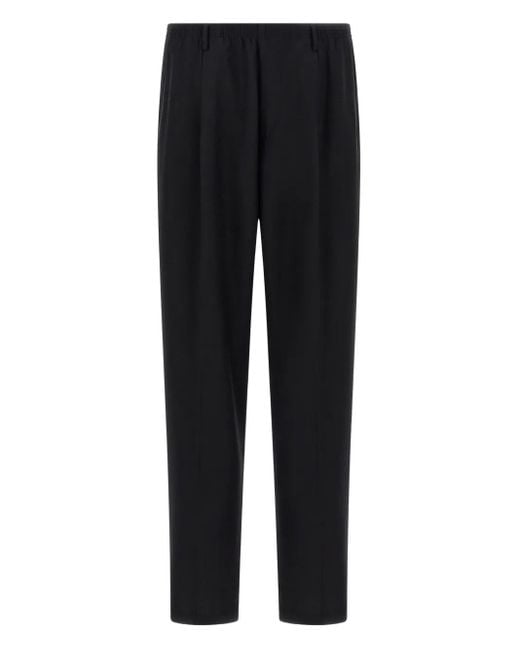 Cellar Door Black Elastic-Waistband Pleat Trousers for men