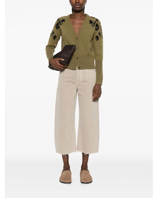 ERMANNO FIRENZE Green Sequin-Embellishment Cardigan