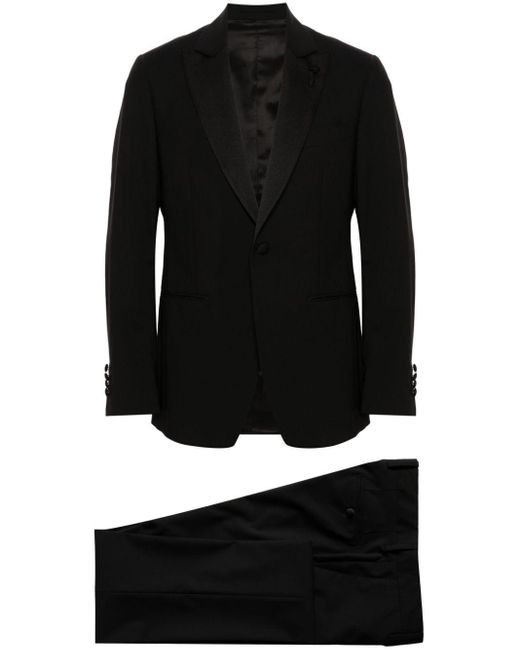 Lardini Black Single-breasted Wool-blend Suit for men
