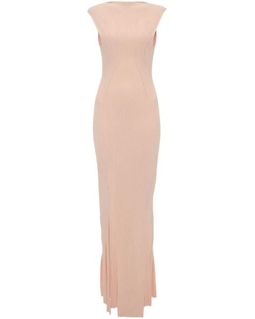 Victoria Beckham White Pleat-Detailing Sleeveless Maxi Dress