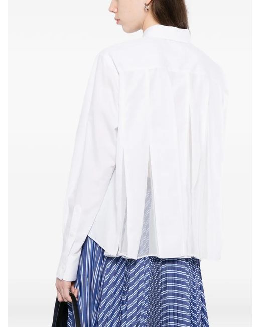 Sacai White Button-Up Poplin Shirt