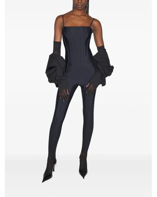 Mugler コルセットディテール ジャンプスーツ Blue