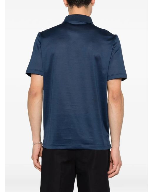Gran Sasso Blue Half-Zip Polo Shirt for men