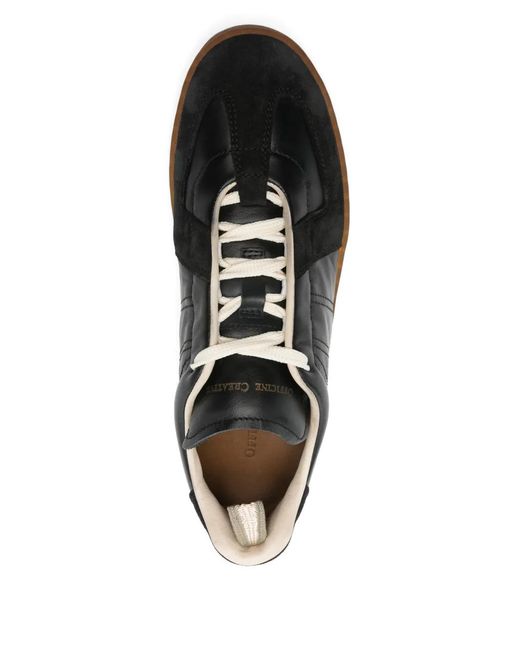 Officine Creative Black Panelled Lace-Up Low-Top Sneakers