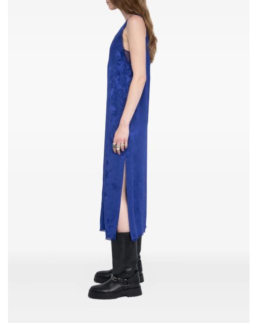 Zadig & Voltaire Blue Lace-Trim Midi Dress