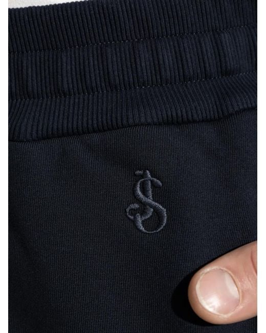 Jil Sander Blue Drawstring-Embroidered Track Pants for men