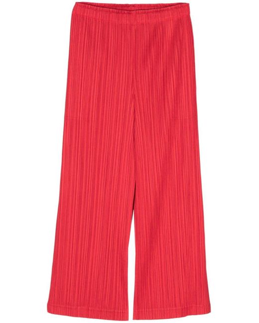 Pleats Please Issey Miyake Red Thicker Bottoms Straight-leg Trousers