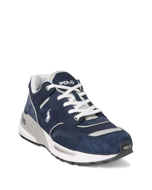 Polo Ralph Lauren Blue Suede-Panelled Mesh Sneakers for men