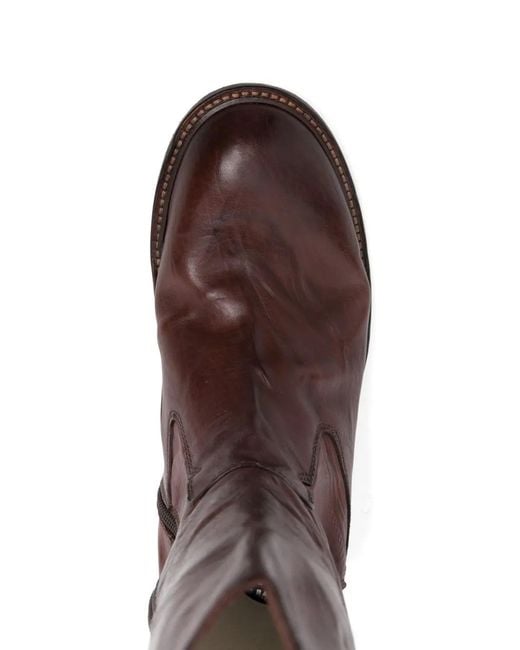 Moma Brown Leather Zip Boots