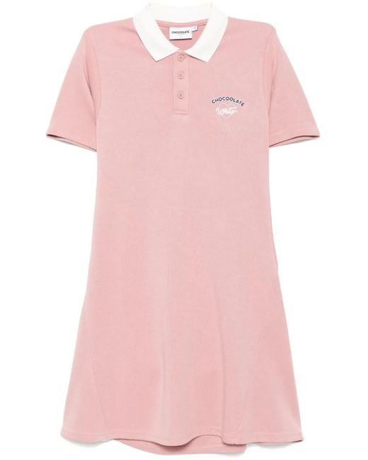 Chocoolate Pink Logo-Embroidered Dress
