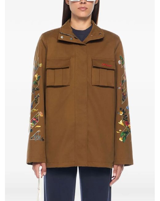 Off-White c/o Virgil Abloh Brown Aarrow Floral Twill Jacket